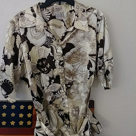 MKM Designs Other - 97 % Silk Blouse with Belt 2 XL Stretch